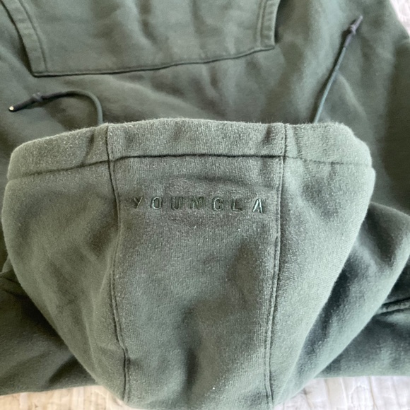 YOUNGLA Army Green Sweatshirt Hoodie Size Medium Unisex - Picture 8 of 9